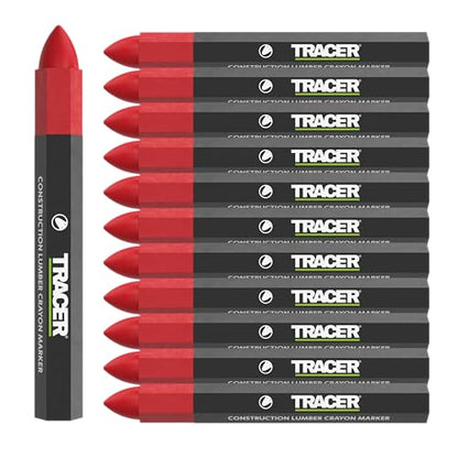 Tracer Red Lumber Crayon Markers - Construction Crayons, Pack of 12 - color: Red