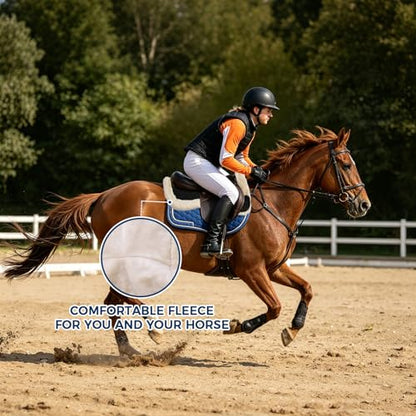 Half Saddle Pad with Faux Wool Lining, Horse Half Pad for English Saddle, Shock Absorbing, Non-Slip & Breathable