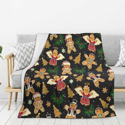Christmas Gingerbread Man Throw Blanket Fuzzy Soft Cozy Christmas Gingerbread Man Blankets Soft Throws Warm Lightweight Plush Fleece Throw Blanket for Kids Men Women Gift Bed Couch Sofa 60"x50" - color: Gingerbread Man, size: 60"x50"