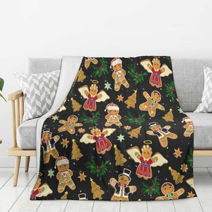 Christmas Gingerbread Man Throw Blanket Fuzzy Soft Cozy Christmas Gingerbread Man Blankets Soft Throws Warm Lightweight Plush Fleece Throw Blanket for Kids Men Women Gift Bed Couch Sofa 60"x50" - color: Gingerbread Man, size: 60"x50"