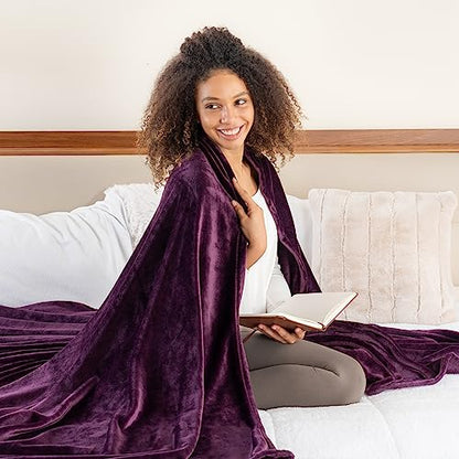 Berkshire Blanket Classic VelvetLoft® Solid Bed Blanket,Twin Size Bed Blanket,Lightweight Soft Fuzzy Plush Blanket for Bed and Couch,Eggplant Purple,60x92 Inches - color: Eggplant, size: Twin/Twin XL