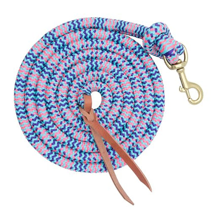 Weaver Equine 10' Horse Cowboy Lead Rope with Brass Snap - color: Turquoise/Purple/Diva Pink
