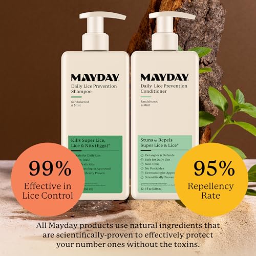 MAYDAY Daily Lice Routine, 12oz Shampoo & Conditioner, Sandalwood & Mint - style: Daily Bundle - Large