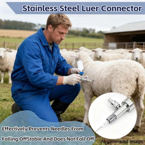 5ml Stainless Steel Livestock Syringe Adjustable Injection Gun with Needle