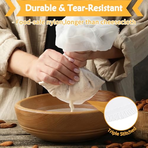 XL 4 Pcs 12" x 12" Nut Milk Bag Reusable, Cheese Cloth Bags for Straining - size: 12" x 12"