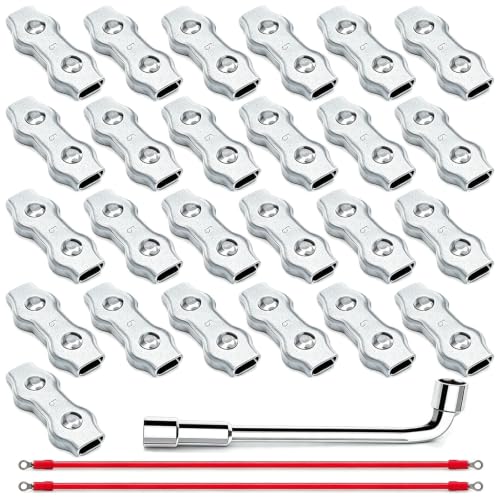 25 PCS M5 Poly Rope Galvanized Steel Connector Wires Kit for Electric Fence | Upgraded M5 Wires Splicer Galvanized Steel Connector Kit for Electric Fences 2 PCS Polyrope Silicone Copper Conductive Wires