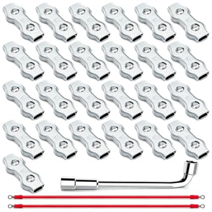 25 PCS M5 Poly Rope Galvanized Steel Connector Wires Kit for Electric Fence | Upgraded M5 Wires Splicer Galvanized Steel Connector Kit for Electric Fences 2 PCS Polyrope Silicone Copper Conductive Wires