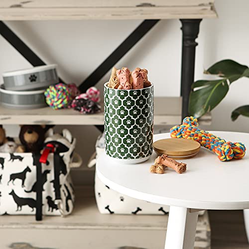 Bone Dry Lattice Collection Pet Bowl & Canister, Treat Canister, 4x6.5 inches, Hunter Green - color: Hunter Green, size: Treat Canister, 4 x 6.5 in (Pack of 1)