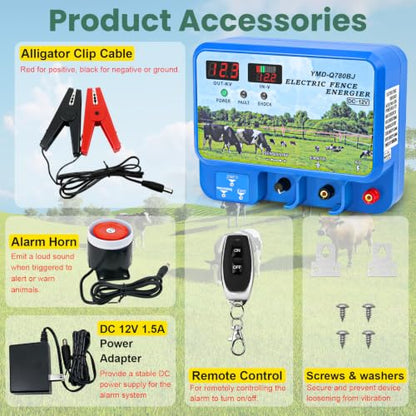 15.5J Electric Fence Charger, 15.5 Joules 600 Acres, Input 12V Output 12KV