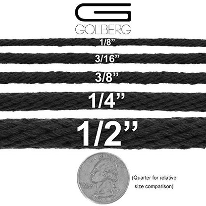 Golberg Solid Braid Poly Cotton Rope – (1/2 Inch x 10 Feet, White) - color: White, size: 1/2" x 10'