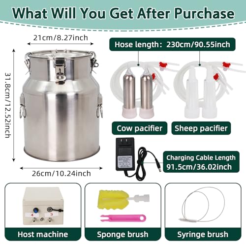 14L Cow&Goat Electric Milking Machine Portable Rechargeable Pulse & Vacuum - size: 14L Cow/Goat Two-in-One Electric Milker