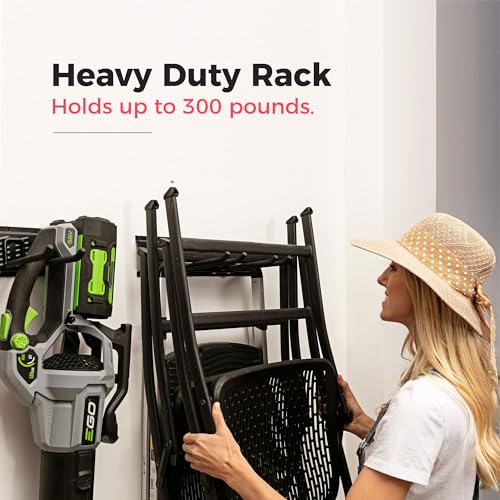 TIDYME Garage Tool Organizer Wall Mount - 48 inches - Sturdy Storage Rack with Adjustable Hooks, Anti-Rust - Easy Installation, 300lbs Capacity - Garden Tool Organizer (03 Racks & 06 Hooks) | 300 lbs, anti-rust carbon steel, garden tool organizer & storag