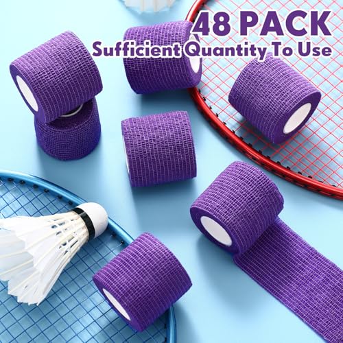 Treela 48 Pack Self Adhesive Wrap Bandage, Purple, 2 Inches x 5 Yards - color: Purple, size: 2 Inch X 5 Yards
