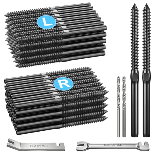 DN Mate Black Cable Railing Kit Swage Lag Screws 100Pack for 1/8" Cable | Cable Railing Hardware for Wood Post, Deck/Stair, Left&Right Handed Thread T316 Stainless Steel Marine Grade DM45 with Wrench - color: Black