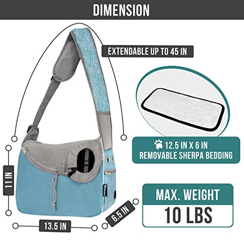 PetAmi Dog Sling Carrier for Small Dogs, Hands Free Crossbody Carrier, Blue - color: Teal Blue