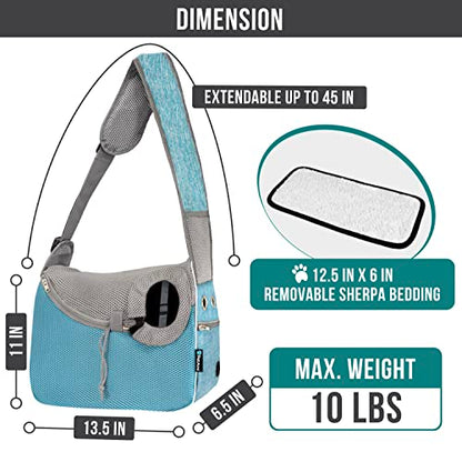 PetAmi Dog Sling Carrier for Small Dogs, Hands Free Crossbody Carrier, Blue - color: Teal Blue