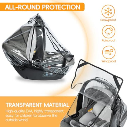 bemece Infant Car Seat Rain Cover with Air Vents and Access Window