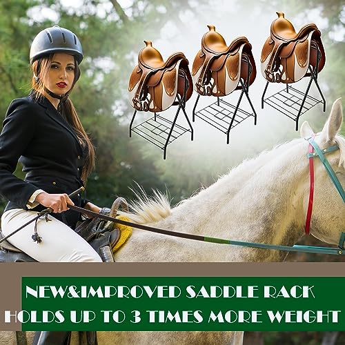 Abbylike 2 Pcs Portable Saddle Rack Steel Foldable Freestanding Saddle Rack Stand Horse Trailer Organizer for Derby Day Horse Supplies Accessories Equipment, 22 x 26 x 36 Inches