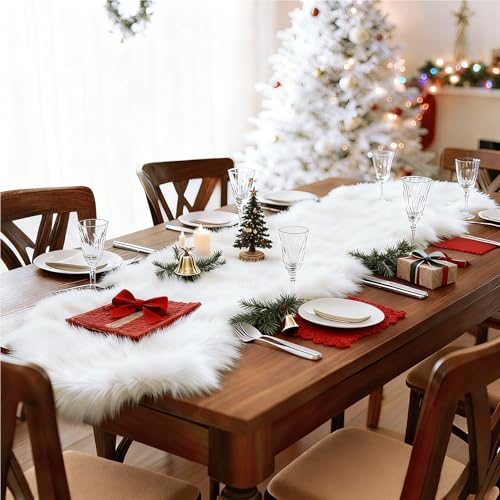 duduta White Faux Sheepskin Runner Rugs 2x6 ft, Fluffy Fur Couch Covers - color: White, size: 2' x 6'