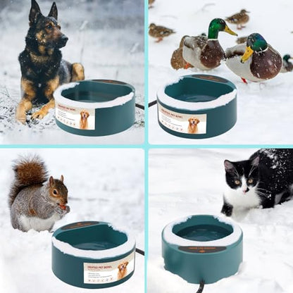 2.2L Heated Dog Bowl, Provides No Freeze Water, Pet Water Heater for Dogs/Cats/Chickens/Birds/Livestock, Green - color: Green