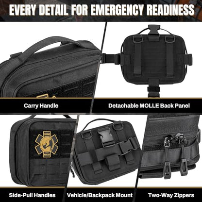 RHINO RESCUE Vehicle IFAK Trauma Kit with CAT Tourniquet Black - color: Black, size: Car Headrest Pack