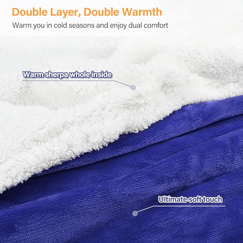 Catalonia Sherpa Wearable Blanket with Sleeves and Pocket for Adults - color: Blue, size: Standard Pocket