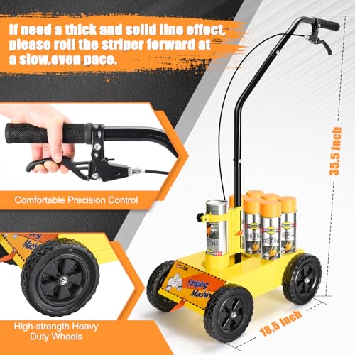 CAROD Striping Line Marking Machine, Parking Lot Striping Machine, Compatible with Professional Inverted Striping Spray Paint, Line Striper Machine for Fast and Accurate Marking, Yellow