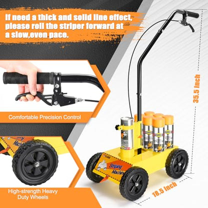 CAROD Striping Line Marking Machine, Parking Lot Striping Machine, Compatible with Professional Inverted Striping Spray Paint, Line Striper Machine for Fast and Accurate Marking, Yellow