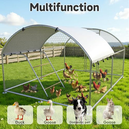 13x10 FT Large Metal Chicken Coop, Walk-in Poultry Run Pen | Waterproof Cover, Reinforced Metal Structure, Walk-in Chicken Run, Outdoor Poultry Cage for Ducks Hens Rabbits - size: 158.4"L x 120.0"W x 76.8"H