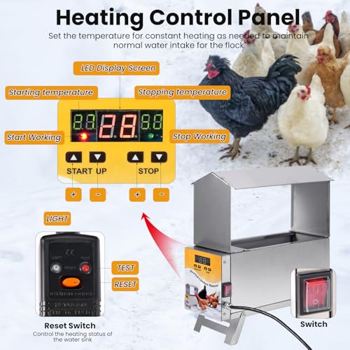 1.5 Gallon Heated Chicken Waterer Freeze Proof for Winter