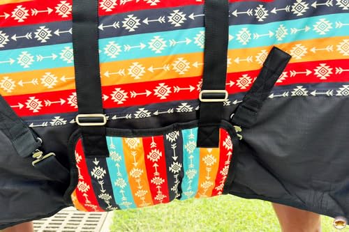 HILASON 1200D Winter Waterproof Poly Horse Hood Turnout Neck Blanket Belly Wrap Tribal | Blankets for Horses