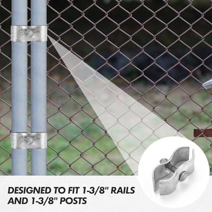 Zonon 24 Set Chain Link Fence Panel Clamps, 1-3/8" Dog Kennel Panel Clamps Galvanized Steel Clamp for 32mm Round Pipe Frame, with Bolts and Nuts