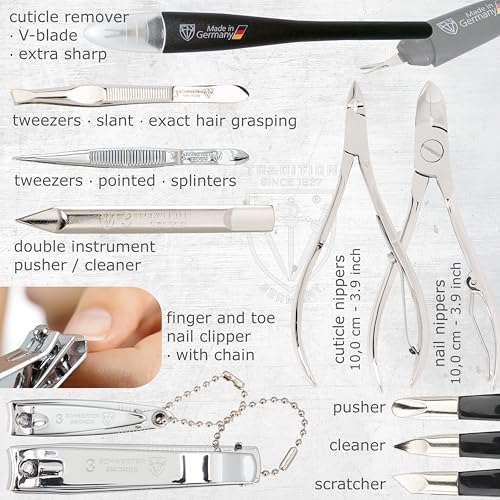 3 Swords Germany - brand quality 16 piece manicure pedicure grooming kit set fashion leather case mint, Made in Germany - color: MINT