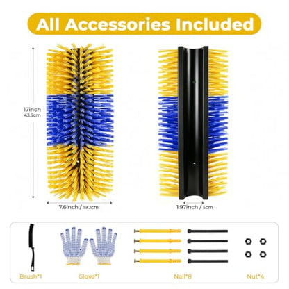 2PCS Horse Scratcher Goat Brush Post, Livestock Scratching Brushes - color: Yellow