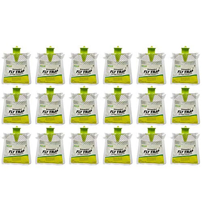RESCUE! Outdoor Disposable Fly Trap – Hanging Fly Catcher with Attractant Bait, Fly Bag for Patio, Yard, Trash & Farm Areas – Easy-to-Use Outdoor Fly Control - 18 Traps