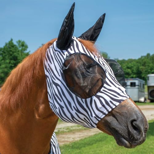 Country Pride Lycra Zebra Fly Mask for Horses, Large - size: Large Horse