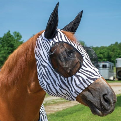 Country Pride Lycra Zebra Fly Mask for Horses, Large - size: Large Horse