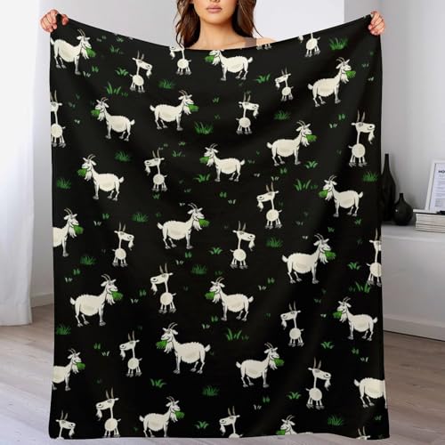 Goat Fleece Throw Blanket for Couch Adults Teens 50" X 60" - color: Goat, size: 50x60 inch