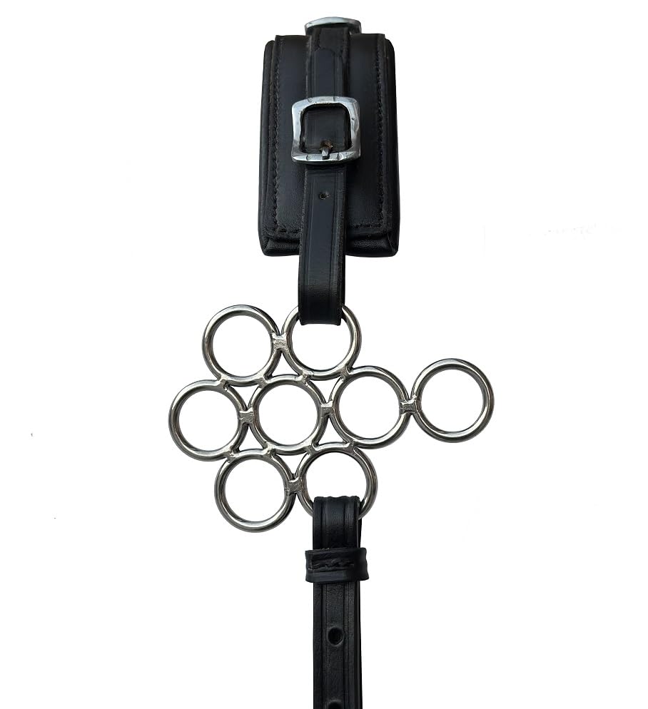 Hackamore Bitless Horse Bit English Western Adjustable Flower Padded Leather Bridle Equestrian (Black)