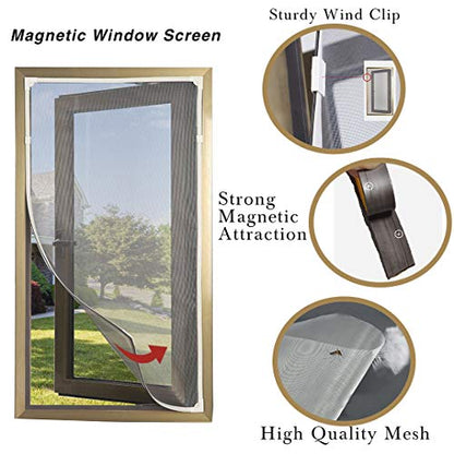 Adjustable DIY Magnetic Window Screen Max 55”H x 36”W Fits Any Size Smaller DIY Easy Installation (White) - size: 55"x36"