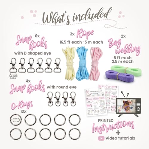 kullaloo DIY Hobby Horse Halter Kit & Tack Accessories ✦ Make Stick Horse Head Collars, Rope Halters & Reins ✦ Includes Digital Instructions (PDF) ✦ Pastel - color: Halter pastel