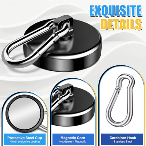 200Lbs Magnetic Carabiner Hooks 2Pcs Strong Magnetic Hooks Heavy Duty - style: 200lb-2P Black