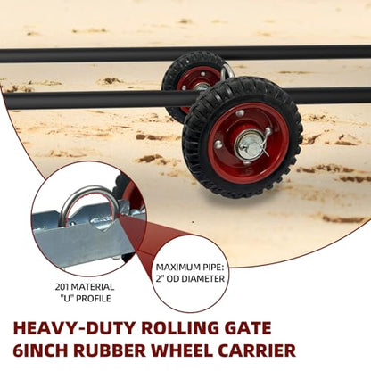 Rolling Gate Hardware Kit for Farm, Fence Gates, Rolling Gates- Includes 6" Double Wheel Carrier, 6 Universal Track Drackets, 2 Pipe Track Rollers, 1 Set Gate Latch, 2 Sets of Wrenches - color: Red-2