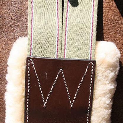 Schneiders Pinnacle Sheepskin Lined Girth for Horses | Size 46 and Comfort | Genuine Sheepskin Lining | Beautiful Fancy Stitching | Double Elastic Ends