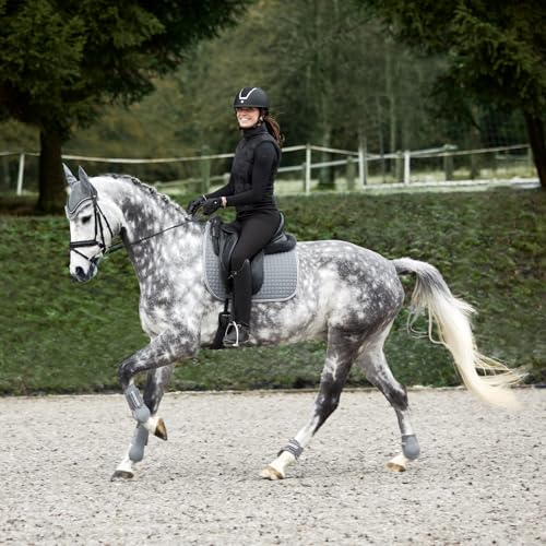 HORZE Adepto Open Front Tendon Boots | Durable Shell with Neoprene Lining - Steel Grey - Cob - color: Steel Grey, size: Cob