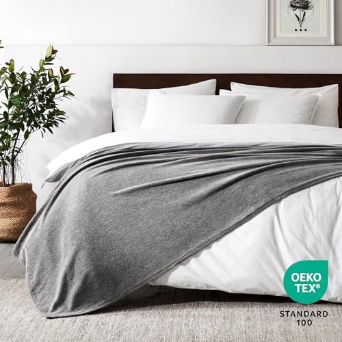 Bare Home Polar Fleece Blanket (Throw, Heather Light Grey) - color: 01 - Heathered Light Grey, size: Throw