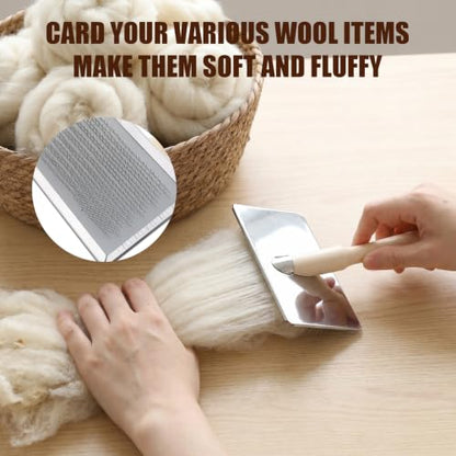 Ubamdom 8 Pcs Needle Felting Wool Carders, Large Hand Carders for Wool, Needle Felting Carding Tool Set with Large & Medium Wooden Brushes for Blending, Pet Grooming, Craft Projects