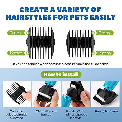 Pet Grooming Clippers 200W, Stepless Speed Control & Low Noise<50db | Heavy-Duty Commercial Grade with 118'' Power Cord Plug-in, Extra Blade & 2 Guide Combs of 4 Sizes, for Dog, Cat and More - size: 200W
