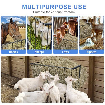 Wall Mount Hay Feeder for Goats, 40-Inch Long Metal Hay Rack for Horses - size: 40in Long