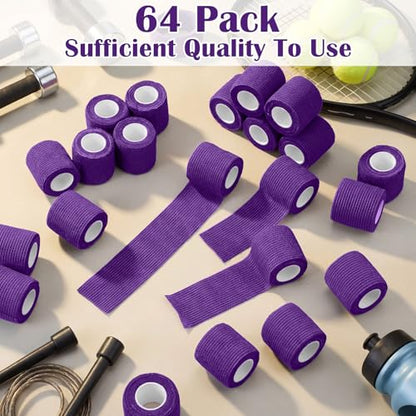 Treela 64 Pack 2" X 5 Yards Self Adhesive Bandage Wrap Dark Purple - color: Dark Purple, size: 2 Inch X 5 Yard